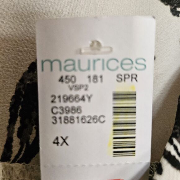 Maurices plus size 4x Sleeveless Blouse Top Cream Black Flowers - Picture 4 of 5